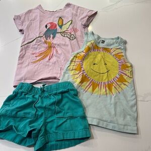 Tea Collection girls tops and shorts 4/5T